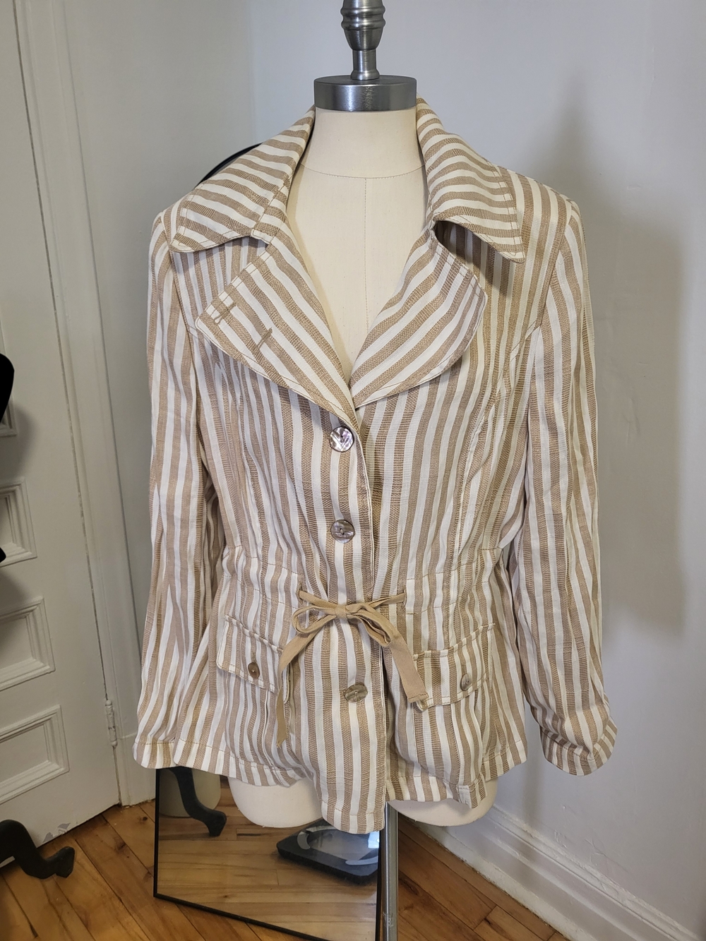 Striped Beige & Cream Lightweight Women's Jacket